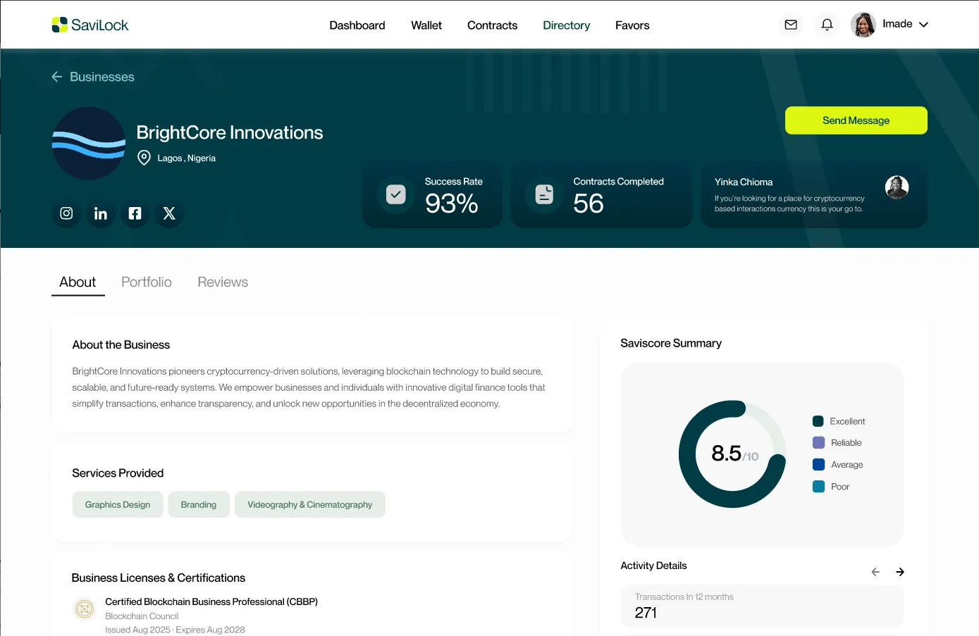 SaviLock business metrics
